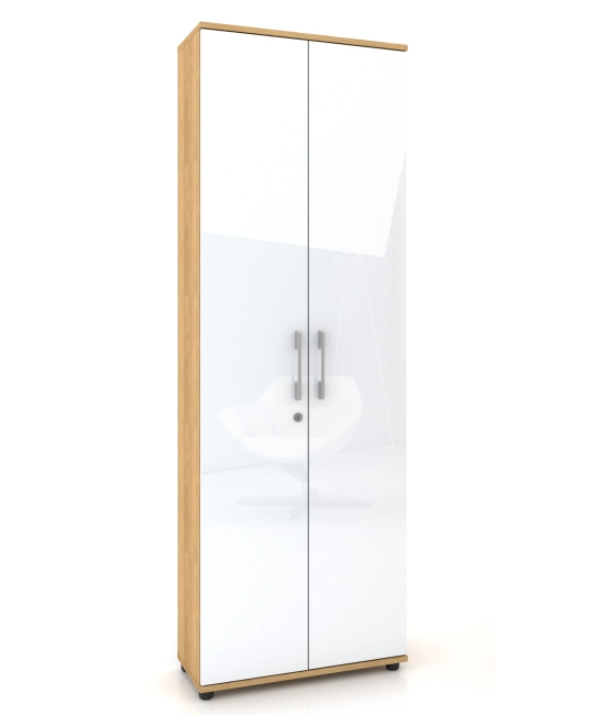 Szafa biurowa G 60 2d HIKORA Naturalna 60 cm biała/połysk zamek